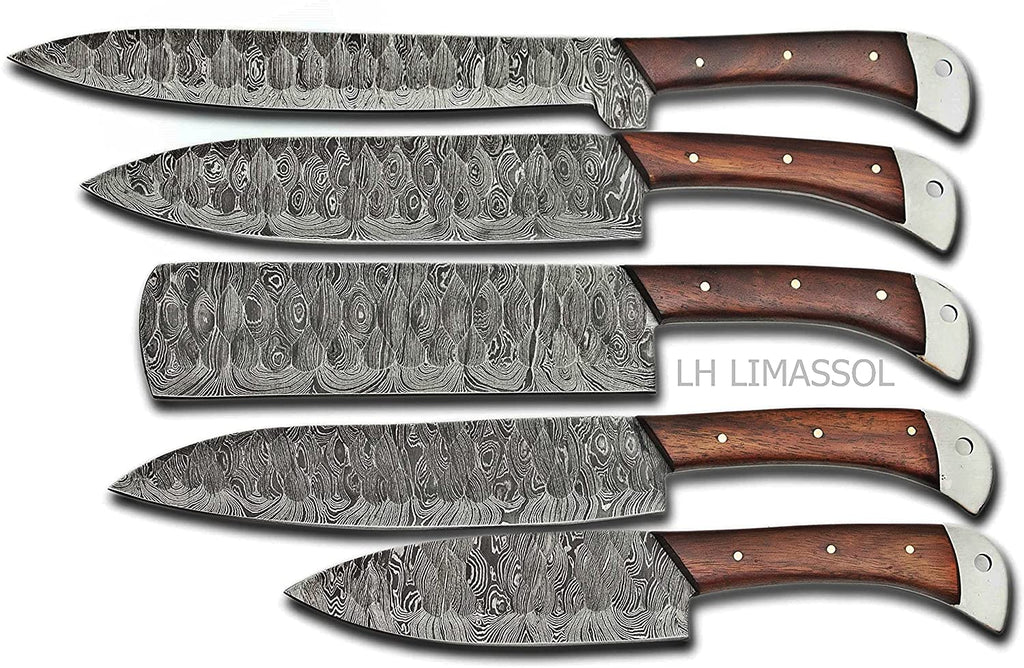 "Damascus Steel Knife Sets – Custom Handmade 9” to 13” Blades"