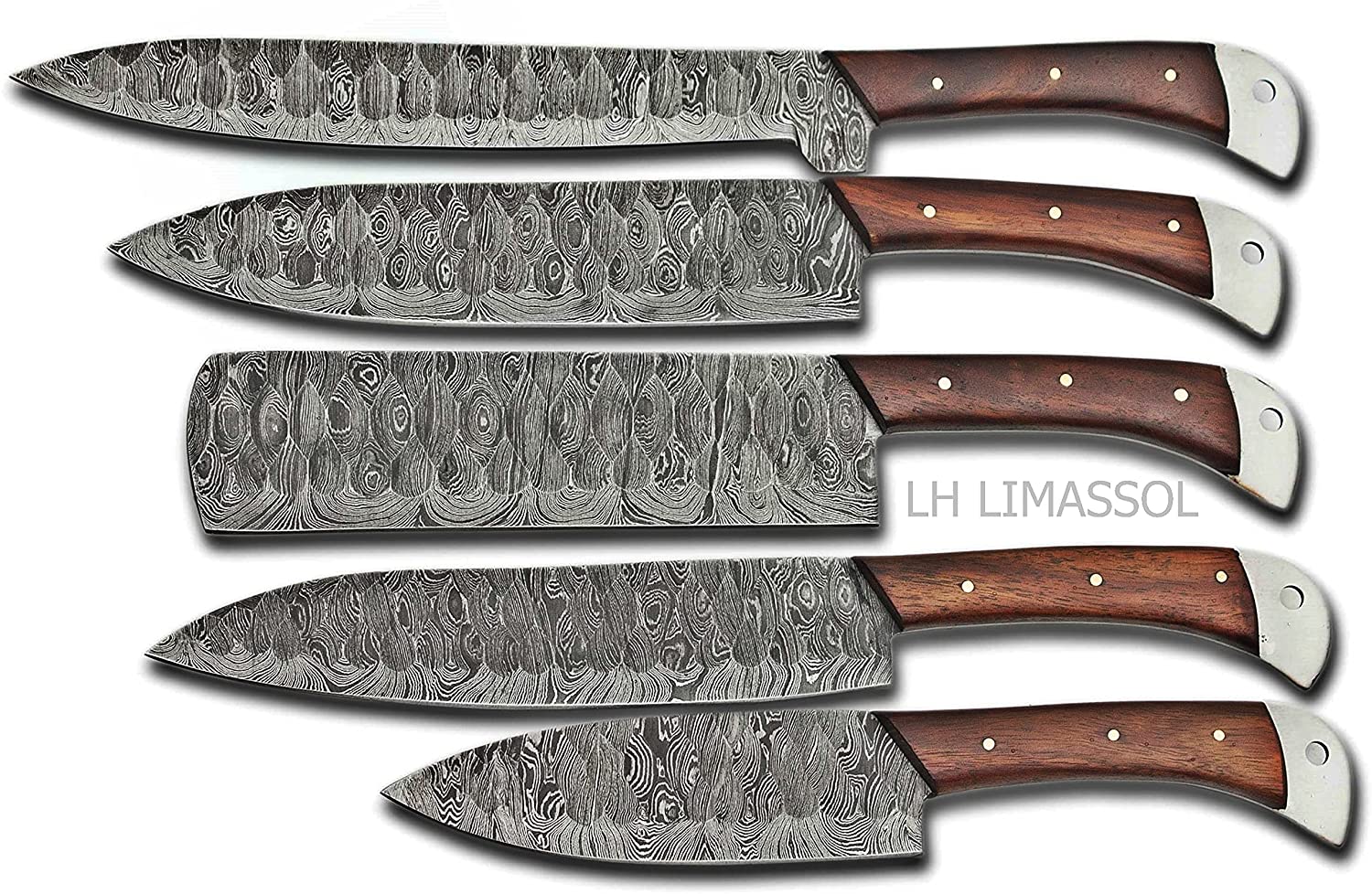 "Damascus Steel Knife Sets – Custom Handmade 9” to 13” Blades"