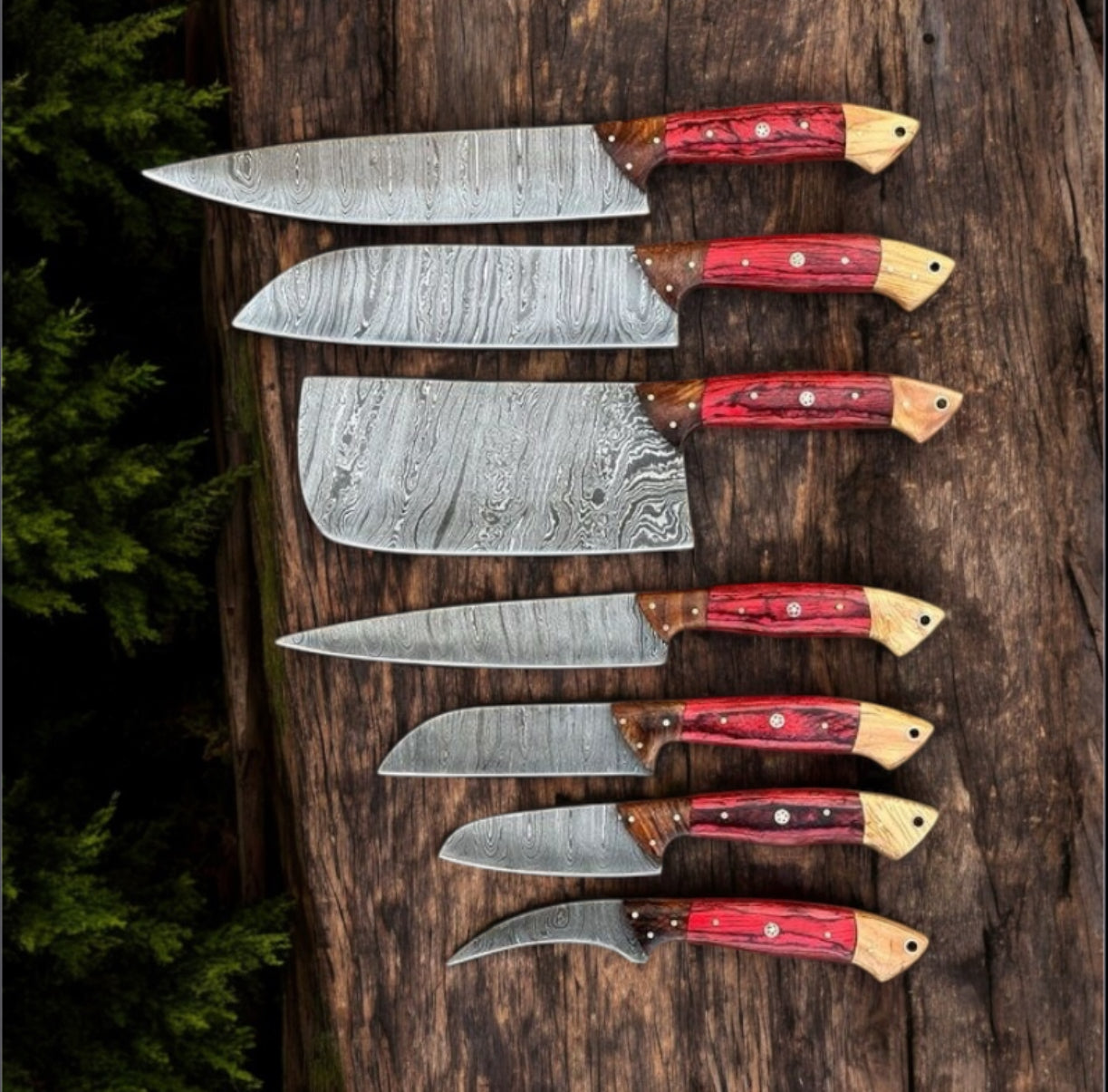"Premium Damascus Knife Set – Masterful Craftsmanship for Your Kitchen"