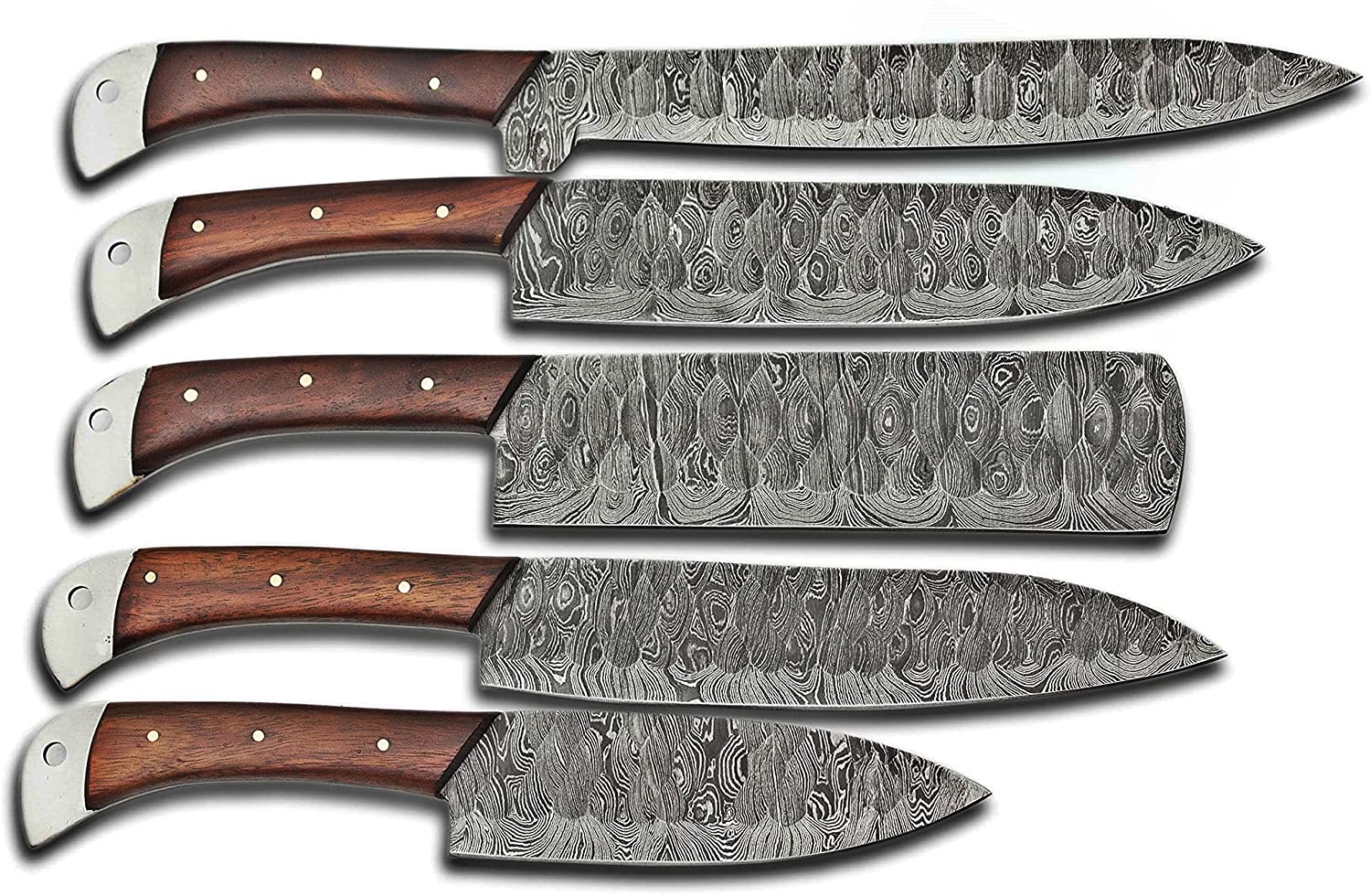 "Damascus Steel Knife Sets – Custom Handmade 9” to 13” Blades"