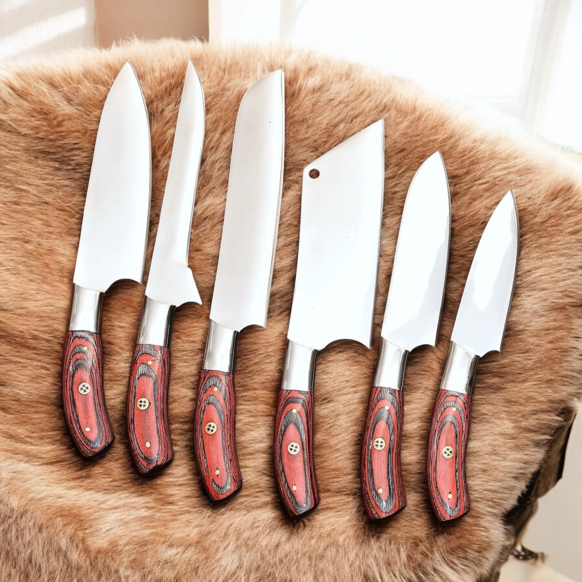 "Premium Professional Chef Knives Set – Stainless Steel Blades with Leather Case"