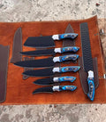 "Premium Custom Knife Set for Chefs – Stainless Steel Blades & Leather Case"